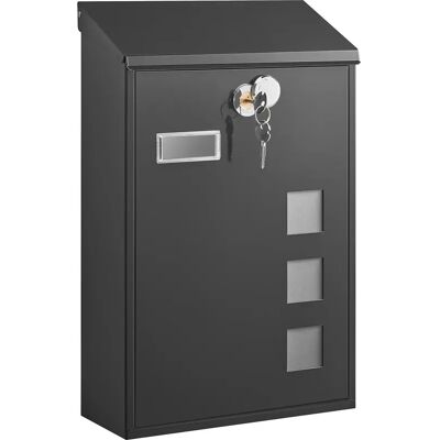 SONGMICS - Cassetta Postale da Parete Moderna, con Finestre di Visualizzazione, Targa di Identificazione, Serratura con Nucleo in Rame, Facile da Installare, Nera SONGMICS - Cassetta Postale da Parete Moderna, con Finestre di Visualizzazione, Targa di Identificazione, Serratura con Nucleo in Rame, Facile da Installare, Nera