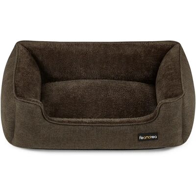 FEANDREA Cuccia per cani , divano per animali in lino, bordi rialzati, fondo antiscivolo, fodera rimovibile per il lavaggio, taglia M/L/XL, marrone/grigio chiaro, regalo di Natale FEANDREA Cuccia per cani , divano per animali in lino, bordi rialzati, fondo antiscivolo, fodera rimovibile per il lavaggio, taglia M/L/XL, marrone/grigio chiaro, regalo di Natale