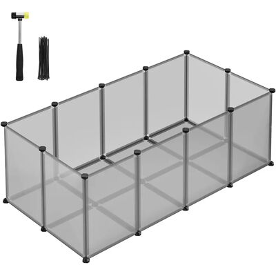 VASAGLE SONGMICS Recinto per animali domestici, box per cavie con pavimento, recinto interno in plastica trasparente per criceti, conigli, ricci, per piccoli animali, 125 x 63 x 42 cm, grigio/bianco VASAGLE SONGMICS Recinto per animali domestici, box per cavie con pavimento, recinto interno in plastica trasparente per criceti, conigli, ricci, per piccoli animali, 125 x 63 x 42 cm, grigio/bianco