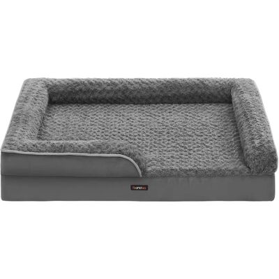FEANDREA Letto Grande per Cani, Cuccia per Animali Domestici, Ortopedico con Schiuma Ondulata, Bordi Rialzati Imbottiti, Rivestimento Rimovibile con Motivo in Peluche Rosa, 106 x 81 x 18/122 x 89 x 18 FEANDREA Letto Grande per Cani, Cuccia per Animali Domestici, Ortopedico con Schiuma Ondulata, Bordi Rialzati Imbottiti, Rivestimento Rimovibile con Motivo in Peluche Rosa, 106 x 81 x 18/122 x 89 x 18