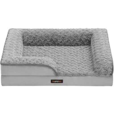 FEANDREA Cuccia per Cani Medi, Imbottita Ortopedica in Schiuma, Bordo Rialzato, Copertura Rimovibile con Motivo Rosa Peluche, 71x58x16/91x68x16/106x81x18/122x89x18 cm, Grigio, Ideale Regalo di Natale FEANDREA Cuccia per Cani Medi, Imbottita Ortopedica in Schiuma, Bordo Rialzato, Copertura Rimovibile con Motivo Rosa Peluche, 71x58x16/91x68x16/106x81x18/122x89x18 cm, Grigio, Ideale Regalo di Natale