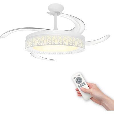 LED ATOMANT Ventilatore di soffitto 40W, motore DC 32W, luce regolabile CCT, 4100LM, diametro 109cm, 4 pale retrattili, silenzioso, 6 velocità, modalità estate/inverno, timer, basso consumo, ideale LED ATOMANT Ventilatore di soffitto 40W, motore DC 32W, luce regolabile CCT, 4100LM, diametro 109cm, 4 pale retrattili, silenzioso, 6 velocità, modalità estate/inverno, timer, basso consumo, ideale
