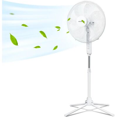 AIGOSTAR Erika - Ventilatore a piantana, 7 pale, diametro di 41 cm, 50W, ventilatore silenzioso con oscillazione di 75°, 3 velocità, altezza regolabile da 108-123 cm, bianco AIGOSTAR Erika - Ventilatore a piantana, 7 pale, diametro di 41 cm, 50W, ventilatore silenzioso con oscillazione di 75°, 3 velocità, altezza regolabile da 108-123 cm, bianco
