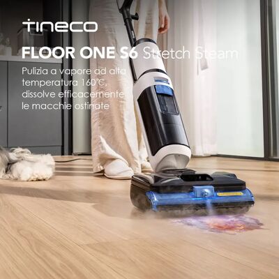 TINECO Aspirapolvere a vapore per pulizia a umido e a secco Floor One S6 Stretch, 160 ° C Booststeam, Design Anti-Groviglio, Pulizia Automatica Flashdry, Pulitore a Vapore con Cavo per Bianco TINECO Aspirapolvere a vapore per pulizia a umido e a secco Floor One S6 Stretch, 160 ° C Booststeam, Design Anti-Groviglio, Pulizia Automatica Flashdry, Pulitore a Vapore con Cavo per Bianco