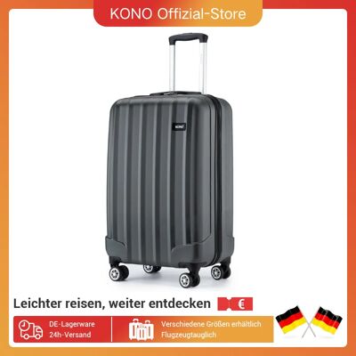 KONO Valigia trolley leggera in ABS rigida con 4 rotoli e lucchetto a combinazione, dimensioni bagaglio a mano (3 misure disponibili) Grigio scuro KONO Valigia trolley leggera in ABS rigida con 4 rotoli e lucchetto a combinazione, dimensioni bagaglio a mano (3 misure disponibili) Grigio scuro
