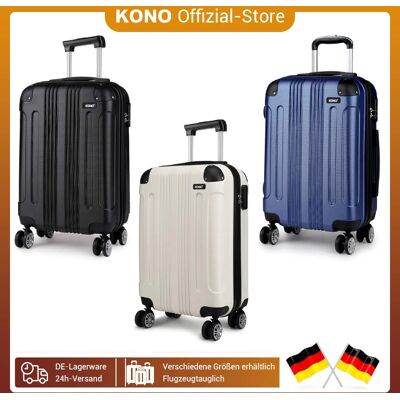 KONO Valigia Valigia trolley leggera e rigida con 4 ruote gemelle Materiale ABS Grigio KONO Valigia Valigia trolley leggera e rigida con 4 ruote gemelle Materiale ABS Grigio