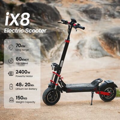 iScooter Monopattino Elettrico Ix8, Doppio Motore da 1200W, Batteria 48V 20Ah, Velocità Massima di 60 Km/H, Dotato di Doppio Ammortizzatore e Freni a Disco, Monopattino Elettrico ad Alte Prestazioni iX8 iScooter Monopattino Elettrico Ix8, Doppio Motore da 1200W, Batteria 48V 20Ah, Velocità Massima di 60 Km/H, Dotato di Doppio Ammortizzatore e Freni a Disco, Monopattino Elettrico ad Alte Prestazioni iX8