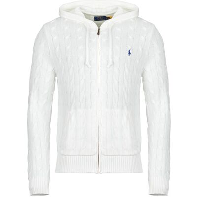 Gilet / Cardigan Polo Ralph Lauren GILET CAPUCHE EN MAILL TORSADEE Bianco XS Gilet / Cardigan Polo Ralph Lauren GILET CAPUCHE EN MAILL TORSADEE Bianco XS