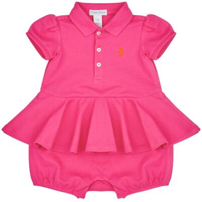 Abito corto Polo Ralph Lauren SS PEPLUM BU-ONE PIECE-SHORTALL Rosa 24 mesi Abito corto Polo Ralph Lauren SS PEPLUM BU-ONE PIECE-SHORTALL Rosa 24 mesi