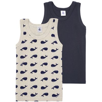 Petit Bateau T-shirt senza maniche 2 DEBARDEURS Marine 4 anni Petit Bateau T-shirt senza maniche 2 DEBARDEURS Marine 4 anni
