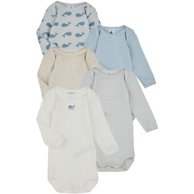 Petit Bateau Body bambino LOT BODIES X5 Grigio 24 mesi Petit Bateau Body bambino LOT BODIES X5 Grigio 24 mesi