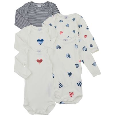 Petit Bateau Body bambino LOT BODIES X5 Bianco 6 mesi Petit Bateau Body bambino LOT BODIES X5 Bianco 6 mesi