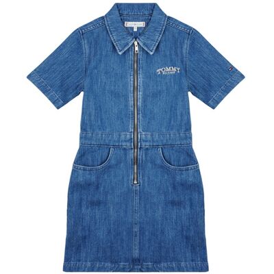 Abito corto Tommy Hilfiger ZIP SS DRESS WASHED Blu 12 anni Abito corto Tommy Hilfiger ZIP SS DRESS WASHED Blu 12 anni
