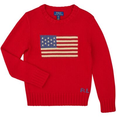 Maglione bambino Polo Ralph Lauren FLAG CN SWTR-TOPS-SWEATER Rosso 8 anni Maglione bambino Polo Ralph Lauren FLAG CN SWTR-TOPS-SWEATER Rosso 8 anni