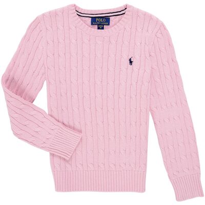 Maglione bambino Polo Ralph Lauren LS CABLE CN-TOPS-SWEATER Rosa 10 / 12 anni Maglione bambino Polo Ralph Lauren LS CABLE CN-TOPS-SWEATER Rosa 10 / 12 anni