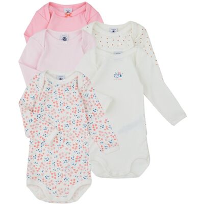 Petit Bateau Body bambino 5 BODIES US ML Rosa 12 mesi Petit Bateau Body bambino 5 BODIES US ML Rosa 12 mesi