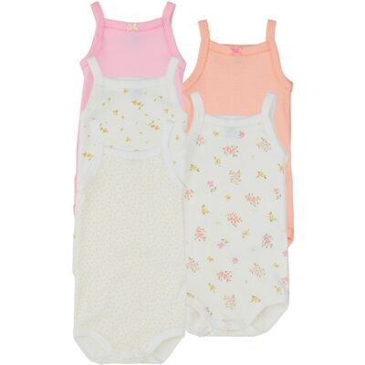 Petit Bateau Body bambino 5 BODIES A BRETELLES Rosa 12 mesi Petit Bateau Body bambino 5 BODIES A BRETELLES Rosa 12 mesi