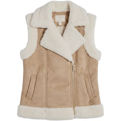 Guess Giubbotto bambina SUEDE VEST INNER SHERPA Marrone 8 ans Guess Giubbotto bambina SUEDE VEST INNER SHERPA Marrone 8 ans