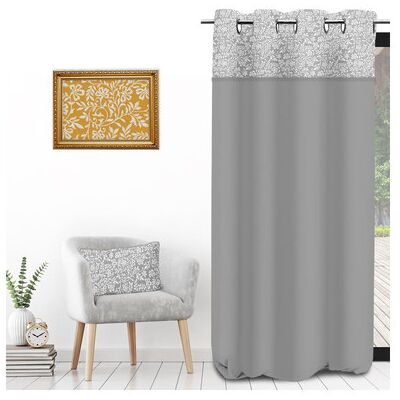 Tenda in cotone grigio Soleil d'Ocre con occhielli - Vintage 135x250 cm Tenda in cotone grigio Soleil d'Ocre con occhielli - Vintage 135x250 cm