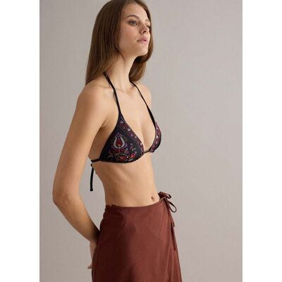 PIOMBO , Top Bikini A Triangolo Nero In Tessuto Elasticizzato, Donna, Nero, Taglia: 4 PIOMBO , Top Bikini A Triangolo Nero In Tessuto Elasticizzato, Donna, Nero, Taglia: 4