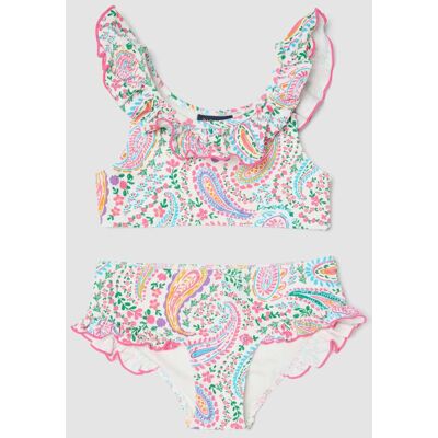 PIOMBO KIDS , Bikini Multicolor Paisley Elasticizzato Da Bambina Con Volant, Multicolor, Taglia: 10 PIOMBO KIDS , Bikini Multicolor Paisley Elasticizzato Da Bambina Con Volant, Multicolor, Taglia: 10