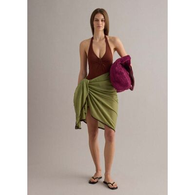 PIOMBO , Sarong Verde In Puro Cotone, Donna, Verde, Taglia: ONE SIZE PIOMBO , Sarong Verde In Puro Cotone, Donna, Verde, Taglia: ONE SIZE