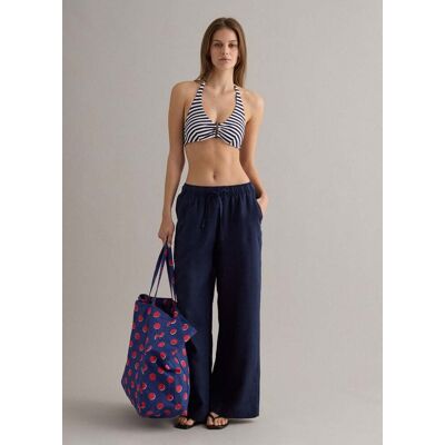 PIOMBO , Top Bikini Triangolo A Righe Bianche E Blu In Tessuto Elasticizzato, Donna, Multicolor, Taglia: 4 PIOMBO , Top Bikini Triangolo A Righe Bianche E Blu In Tessuto Elasticizzato, Donna, Multicolor, Taglia: 4