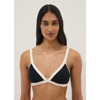 OVS , Top Bikini In Tessuto Elasticizzato Nero Con Bordi E Spalline Bianche, Donna, Multicolor, Taglia: 2 OVS , Top Bikini In Tessuto Elasticizzato Nero Con Bordi E Spalline Bianche, Donna, Multicolor, Taglia: 2