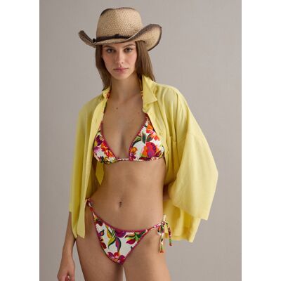 PIOMBO , Top Bikini Multicolor A Triangolo In Tessuto Elasticizzato, Donna, Bianco, Taglia: 4 PIOMBO , Top Bikini Multicolor A Triangolo In Tessuto Elasticizzato, Donna, Bianco, Taglia: 4