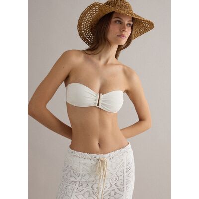 PIOMBO , Top Bikini A Fascia Bianco In Tessuto Elasticizzato, Donna, Bianco, Taglia: 4 PIOMBO , Top Bikini A Fascia Bianco In Tessuto Elasticizzato, Donna, Bianco, Taglia: 4