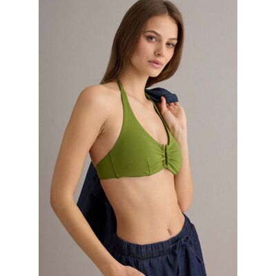PIOMBO , Top Bikini A Triangolo Verde In Tessuto Elasticizzato, Donna, Verde, Taglia: 4 PIOMBO , Top Bikini A Triangolo Verde In Tessuto Elasticizzato, Donna, Verde, Taglia: 4