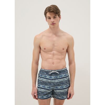 MAUI , Boxer Da Mare Multicolor Con Squali E Fantasie Geometriche, Uomo, Multicolor, Taglia: L MAUI , Boxer Da Mare Multicolor Con Squali E Fantasie Geometriche, Uomo, Multicolor, Taglia: L