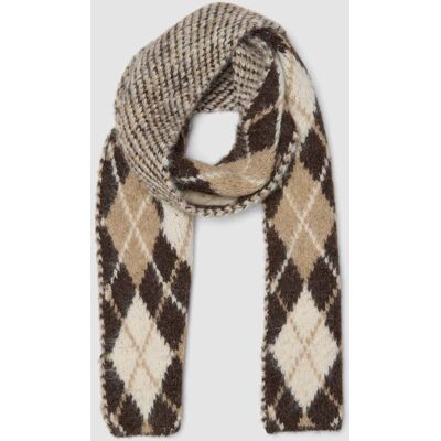 LES COPAINS , Sciarpa Beige In Lana Elasticizzato Con Fantasia A Rombi, Donna, Marrone, Taglia: ONE SIZE LES COPAINS , Sciarpa Beige In Lana Elasticizzato Con Fantasia A Rombi, Donna, Marrone, Taglia: ONE SIZE