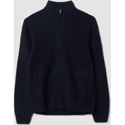 OVS , Cardigan Blu In Maglia A Coste Con Colletto E Zip Regular Fit, Uomo, Blu, Taglia: S OVS , Cardigan Blu In Maglia A Coste Con Colletto E Zip Regular Fit, Uomo, Blu, Taglia: S