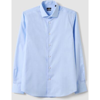 OVS , Camicia Azzurra In Puro Compact Cotton Con Collo Classico Slim Fit, Uomo, Azzurro, Taglia: 42 OVS , Camicia Azzurra In Puro Compact Cotton Con Collo Classico Slim Fit, Uomo, Azzurro, Taglia: 42
