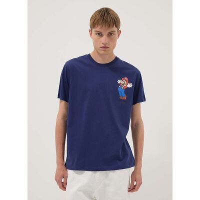 Nintendo , T-shirt Blu A Maniche Corte In Puro Cotone Regular Fit, Uomo, Blu, Taglia: L Nintendo , T-shirt Blu A Maniche Corte In Puro Cotone Regular Fit, Uomo, Blu, Taglia: L