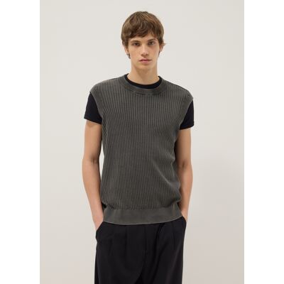 B.ANGEL , Gilet In Puro Cotone Grigio A Coste Oversize Fit, Uomo, Grigio, Taglia: XS B.ANGEL , Gilet In Puro Cotone Grigio A Coste Oversize Fit, Uomo, Grigio, Taglia: XS