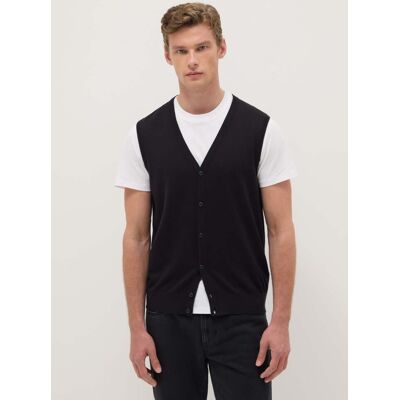 OVS , Gilet Nero Deep V In Misto Cotone Regular Fit Con Bottoni, Uomo, Nero, Taglia: XXL OVS , Gilet Nero Deep V In Misto Cotone Regular Fit Con Bottoni, Uomo, Nero, Taglia: XXL