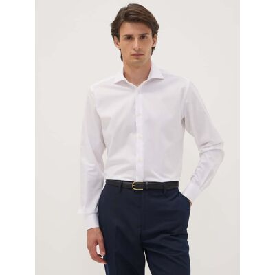 OVS , Camicia Slim Fit Bianca In Puro Cotone Con Collo Francese No Iron, Uomo, Bianco, Taglia: 41 OVS , Camicia Slim Fit Bianca In Puro Cotone Con Collo Francese No Iron, Uomo, Bianco, Taglia: 41