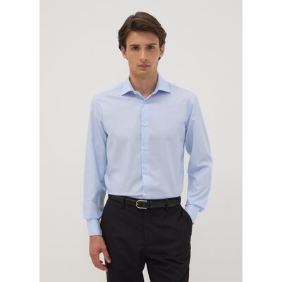 OVS , Camicia Azzurra In Puro Cotone Con Colletto Classico Slim Fit No Iron, Uomo, Azzurro, Taglia: 44 OVS , Camicia Azzurra In Puro Cotone Con Colletto Classico Slim Fit No Iron, Uomo, Azzurro, Taglia: 44
