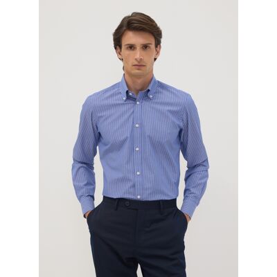OVS , Camicia Blu In Misto Cotone Con Collo Botton Down Slim Fit Easy Iron, Uomo, Blu, Taglia: 42 OVS , Camicia Blu In Misto Cotone Con Collo Botton Down Slim Fit Easy Iron, Uomo, Blu, Taglia: 42