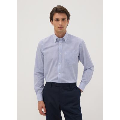 OVS , Camicia Azzurra In Misto Cotone A Quadretti Easi Iron Regular Fit, Uomo, Azzurro, Taglia: 44 OVS , Camicia Azzurra In Misto Cotone A Quadretti Easi Iron Regular Fit, Uomo, Azzurro, Taglia: 44