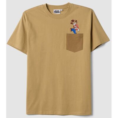 Nintendo , T-shirt Beige In Puro Cotone Con Taschino Regular Fit, Uomo, Beige, Taglia: M Nintendo , T-shirt Beige In Puro Cotone Con Taschino Regular Fit, Uomo, Beige, Taglia: M