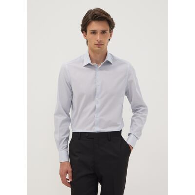 OVS , Camicia Azzurra In Popeline Di Cotone Elasticizzato Con Collo Francese, Uomo, Azzurro, Taglia: 41 OVS , Camicia Azzurra In Popeline Di Cotone Elasticizzato Con Collo Francese, Uomo, Azzurro, Taglia: 41