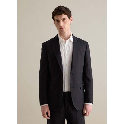 PIOMBO , Blazer Monopetto Slim Fit In Lino, Uomo, Nero, Taglia: 52 PIOMBO , Blazer Monopetto Slim Fit In Lino, Uomo, Nero, Taglia: 52