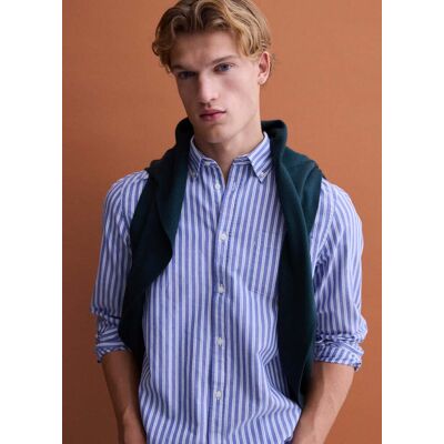 PIOMBO , Camicia Oxford Azzurra A Righe In Puro Cotone Regular Fit, Uomo, Multicolor, Taglia: L PIOMBO , Camicia Oxford Azzurra A Righe In Puro Cotone Regular Fit, Uomo, Multicolor, Taglia: L