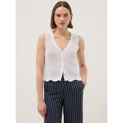 OVS , Gilet In Puro Cotone Bianco Regular Fit Con Lavorazione A Maglia, Donna, Bianco, Taglia: S OVS , Gilet In Puro Cotone Bianco Regular Fit Con Lavorazione A Maglia, Donna, Bianco, Taglia: S