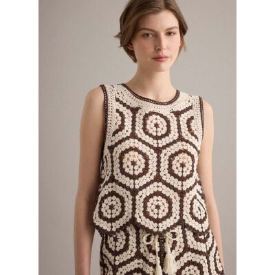 PIOMBO , Top Multicolor In Crochet Di Misto Cotone Regular Fit, Donna, Multicolor, Taglia: M PIOMBO , Top Multicolor In Crochet Di Misto Cotone Regular Fit, Donna, Multicolor, Taglia: M