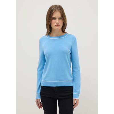 OVS , Maglione Girocollo Azzurro Regular Fit Con Dettagli A Contrasto, Donna, Azzurro, Taglia: S OVS , Maglione Girocollo Azzurro Regular Fit Con Dettagli A Contrasto, Donna, Azzurro, Taglia: S