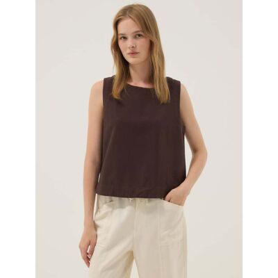 OVS , Top Marrone In Misto Viscosa, Cotone E Lino Regular Fit, Donna, Marrone, Taglia: 44 OVS , Top Marrone In Misto Viscosa, Cotone E Lino Regular Fit, Donna, Marrone, Taglia: 44